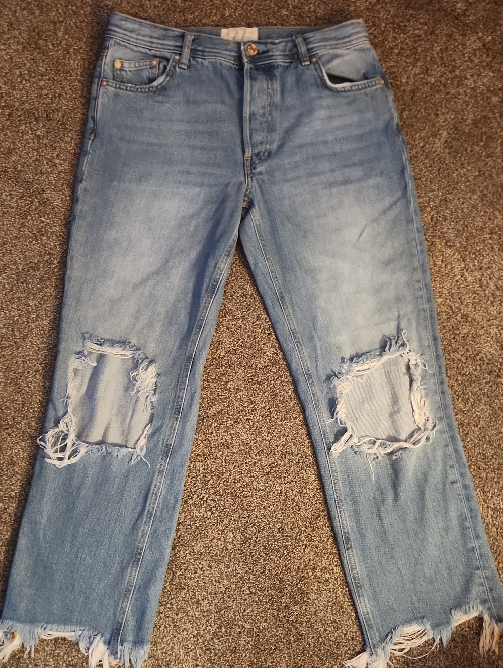 We The Free Button-Fly Distressed Jeans - Size 27